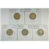 Image 1 : 5- 1913 T1 BUFFALO NICKELS "GRADING SET" (AG,GOOD,VG,FINE,VF)