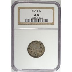 1924-S BUFFALO NICKEL, NGC VF-25  SCARCE DATE!!