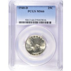 1940-D WASHINGTON QUARTER PCGS MS66 BLAST WHITE RARE