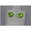 Image 1 : HEART PERIDOT CZ STUD EARRINGS .925 STERLING SILVER