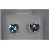 Image 2 : HEART AQUA CZ STUD EARRINGS .925 STERLING SILVER
