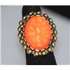 Image 1 : FASHION JEWELRY BRASS RING; SYNTHETIC ORANGE STONE