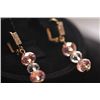 Image 1 : 14K GOLD PLATED CZ AND PINK CZ DANGLING EARRINGS