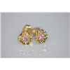 Image 1 : 14K GOLD PLATED PINK CZ FLOWER EARRINGS