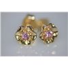 Image 2 : 14K GOLD PLATED PINK CZ FLOWER EARRINGS