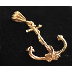 14K GOLD PLATED ANCHOR CHARM PENDANT