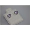 Image 1 : HEART LAVENDER CZ STUD EARRINGS .925 STERLING SILVER