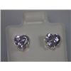 Image 2 : HEART LAVENDER CZ STUD EARRINGS .925 STERLING SILVER