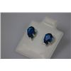 Image 1 : PEAR BLUE ZIRCON CZ STUD EARRINGS . 925 STERLING SILVER