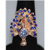 Image 1 : FASHION JEWELRY MULTI-COLORED CZ PEACOCK SHAPED BRASS R