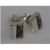 Image 1 : RECTANGLE MARCASITE EARRINGS .925 STERLING SILVER