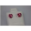 Image 2 : HEART RUBY CZ STUD EARRINGS .925 STERLING SILVER