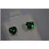 Image 1 : HEART EMERALD CZ STUD EARRINGS .925 STERLING SILVER
