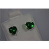 Image 1 : HEART EMERALD CZ STUD EARRINGS .925 STERLING SILVER