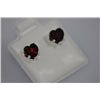 Image 2 : HEART GARNET CZ STUD EARRINGS .925 STERLING SILVER