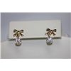 Image 1 : 14K GOLD PLATED BOW AND CZ EARRINGS