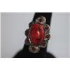 Image 1 : FASHION JEWELRY SYTHETIC RUBY FLOWER SHAPED BRASS RING