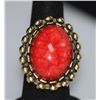 Image 2 : FASHION JEWELRY BRASS RING; SYNTHETIC RED STONE