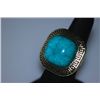 Image 1 : FASHION JEWELRY BRASS RING; SYNTHETIC TURQUOISE STONE