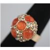 Image 2 : FASHION JEWELRY SYNTHETIC ORANGE STONE AND CZ BRASS RIN