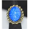 Image 2 : FASHION JEWELRY BRASS RING; SYNTHETIC BLUE STONE