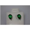 Image 1 : PEAR EMERALD CZ STUD EARRINGS .925 STERLING SILVER