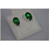 Image 2 : PEAR EMERALD CZ STUD EARRINGS .925 STERLING SILVER