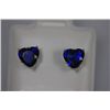 Image 1 : HEART BLUE SAPPHIRE CZ STUD EARRINGS .925 STERLING SILV