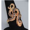 Image 2 : FASHION JEWELRY GREY AND RED CZ SNAKE BRASS RING