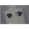 Image 1 : HEART AMETHYST CZ STUD EARRINGS .925 STERLING SILVER