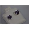 Image 2 : HEART AMETHYST CZ STUD EARRINGS .925 STERLING SILVER