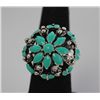 Image 2 : FASHION JEWELRY; SYNTHETIC TURQUOISE COLORED BRASS RING