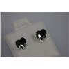 Image 2 : HEART BLACK CZ STUD EARRINGS .925 STERLING SILVER