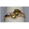 Image 2 : GREEN CZ AND CZ 14K GOLD PLATED RING