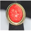 Image 1 : FASHION JEWELRY BRASS RING; SYNTHETIC RED STONE