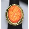 Image 2 : FASHION JEWELRY BRASS RING; SYNTHETIC LIGHT ORANGE STON