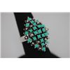 Image 2 : FASHION JEWELRY; SYNTHETIC TURQUOISE COLORED BRASS RING
