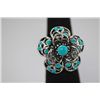 Image 1 : FASHION JEWELRY SYNTHETIC TURQUOISE COLORED BRASS RING