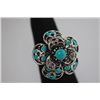 Image 2 : FASHION JEWELRY SYNTHETIC TURQUOISE COLORED BRASS RING