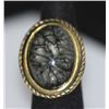 Image 1 : FASHION JEWELRY BRASS RING; SYNTHETIC BLACK STONE