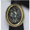 Image 2 : FASHION JEWELRY BRASS RING; SYNTHETIC BLACK STONE