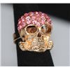 Image 1 : FASHION JEWELRY PINK CZ SKULL SHAPED BRASS RING