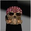 Image 2 : FASHION JEWELRY PINK CZ SKULL SHAPED BRASS RING