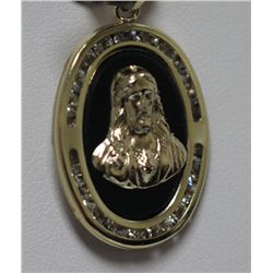 14K GOLD PLATED CZ JESUS CHRIST PENDANT