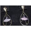 Image 1 : 14K GOLD PLATED HOOP BALLERINA DANGLING EARRINGS