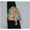 Image 2 : FASHION JEWELRY LIGHT BLUE CZ AND RED CZ PEACOCK SHAPED