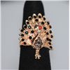 Image 2 : FASHION JEWELRY MULTI-COLORED CZ PEACOCK SHAPED BRASS R