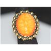 Image 2 : FASHION JEWELRY BRASS RING; SYNTHETIC ORANGE STONE