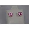 Image 2 : HEART PINK CZ STUD EARRINGS .925 STERLING SILVER