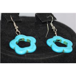 FANCY FASHION JEWELRY FLOWER DESING TURQOUISE EARRINGS